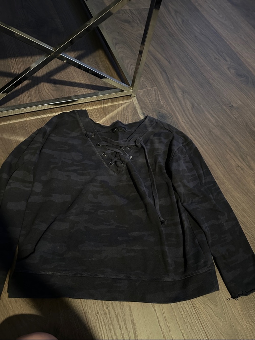 Sanctuary Black Lace-Up Pullover